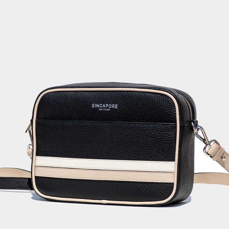 Grained Leather Malay Crossbody Bag Black