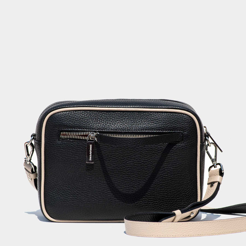 Grained Leather Malay Crossbody Bag Black