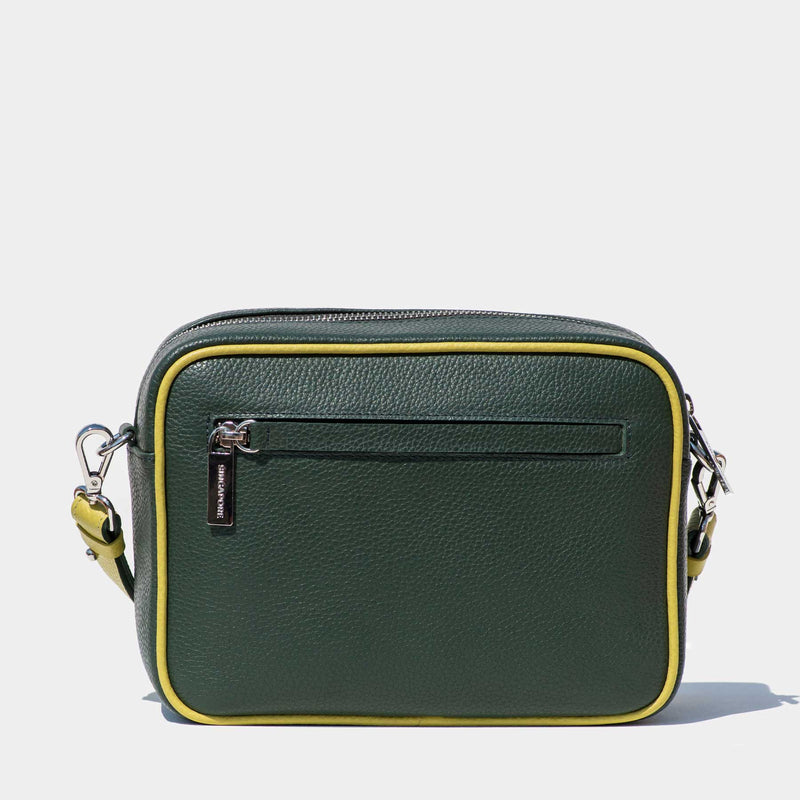 Grained Leather Multicolor Crossbody Bag Green