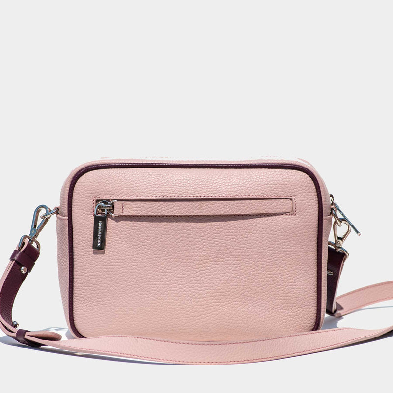 Grained Leather Malay Crossbody Bag Rose
