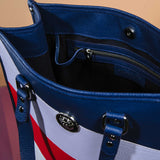 Grained Leather Multicolor Shopping Bag Blue Red Chek Jawa
