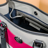 Grained Leather Multicolor Shopping Bag Fuchsia Chek Jawa Tote