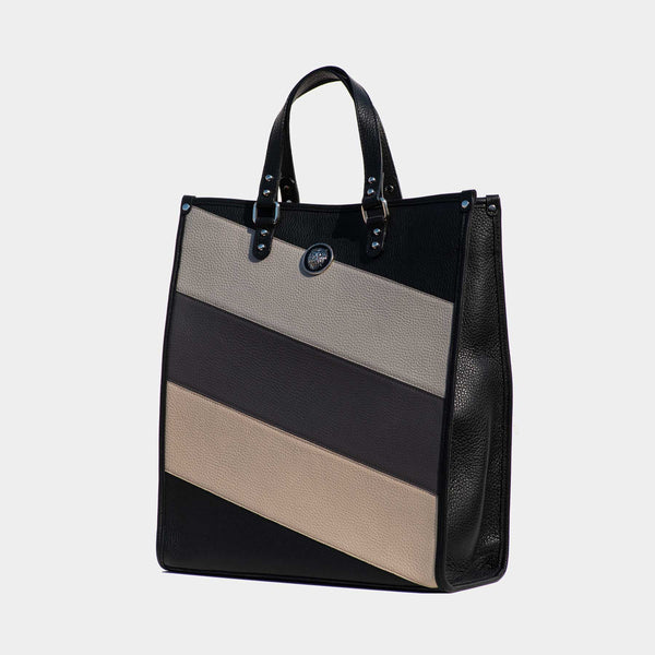 Grained Leather Multicolor Shopping Bag Chek Jawa Tote Grey
