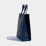 Grained Leather Multicolor Shopping Bag Light Blue