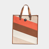 Grained Leather Multicolor Shopping Bag Orange Chek Jawa Tote